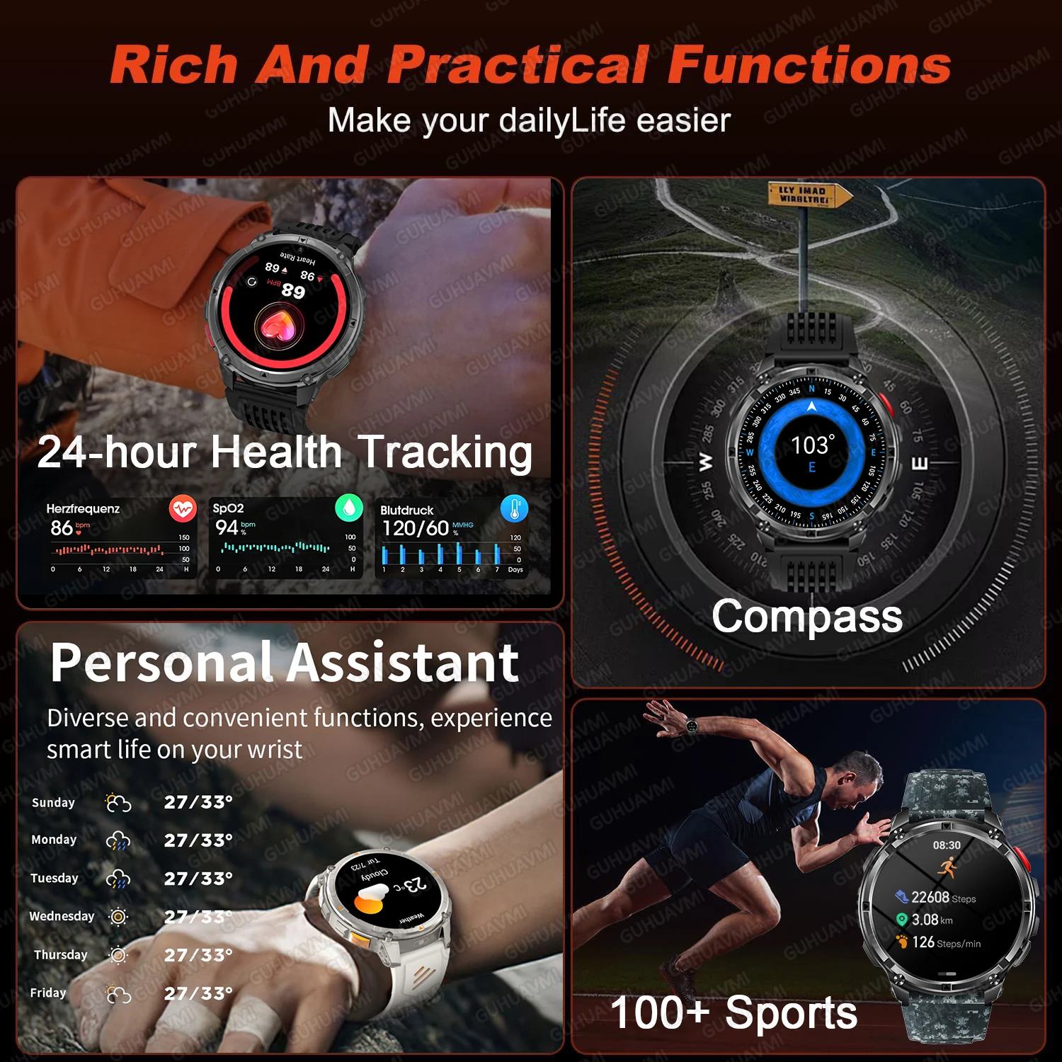 New Outdoor Men Smartwatch Blu - Smartwatch Custom ulasan dan harga